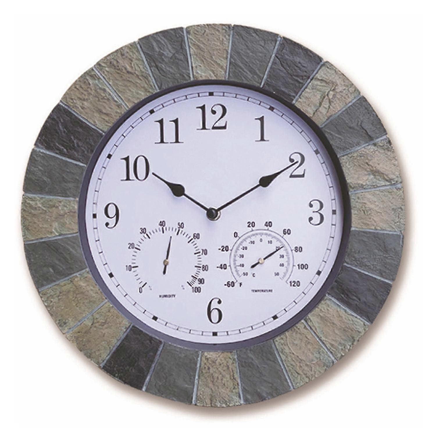 Hanging Wall Clock, with a Thermometer and Hygrometer and is perfect for Indoor and Outdoor Use, Fa