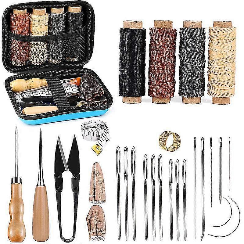 طقم خياطة جلدي ، أدوات ومستلزمات عمل جلدية ، طقم عمل جلدي مع إبر خياطة كبيرة للعين