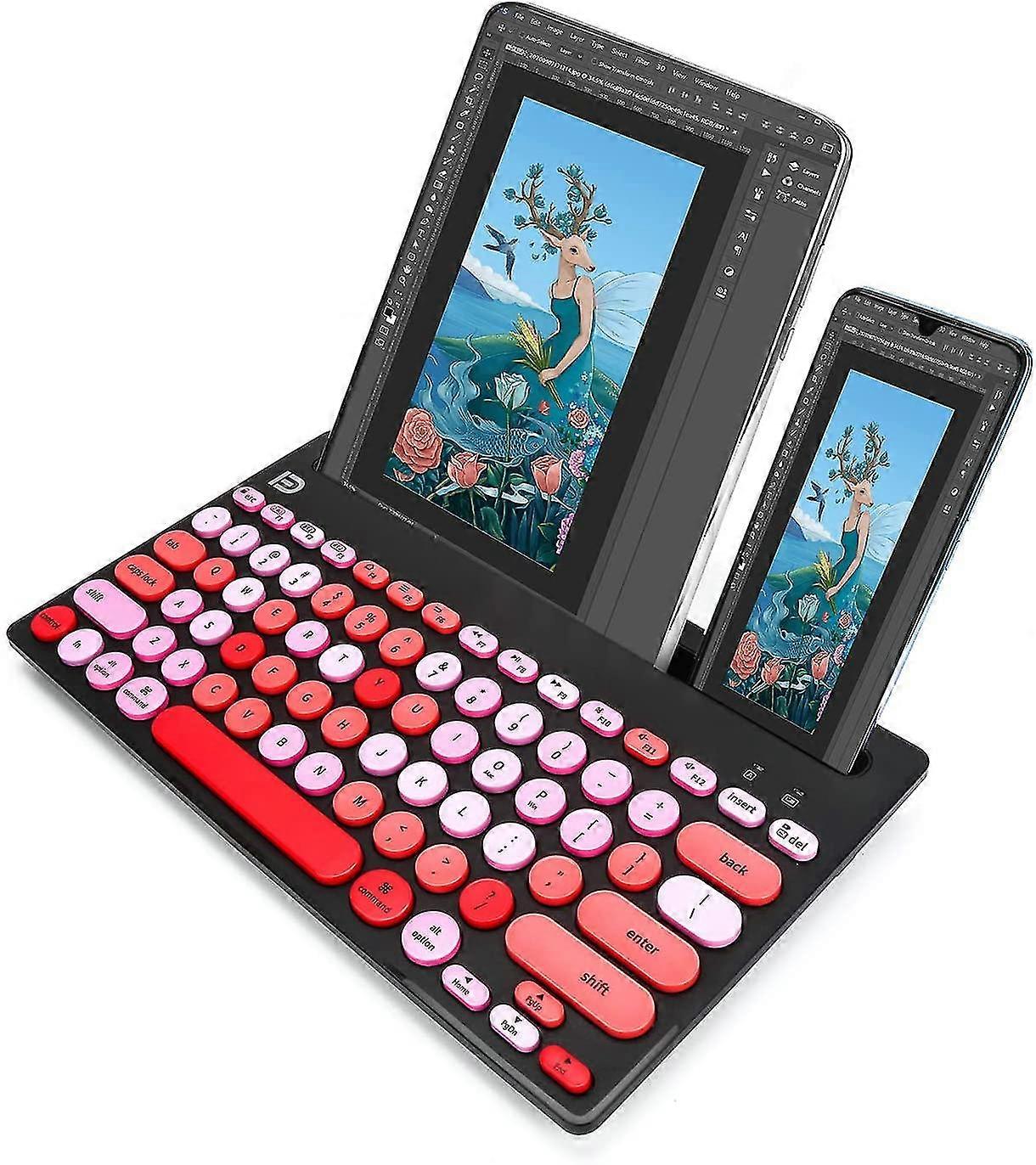 Wireless Keyboard Bluetooth And 2.4g D,switch To 3 Devices