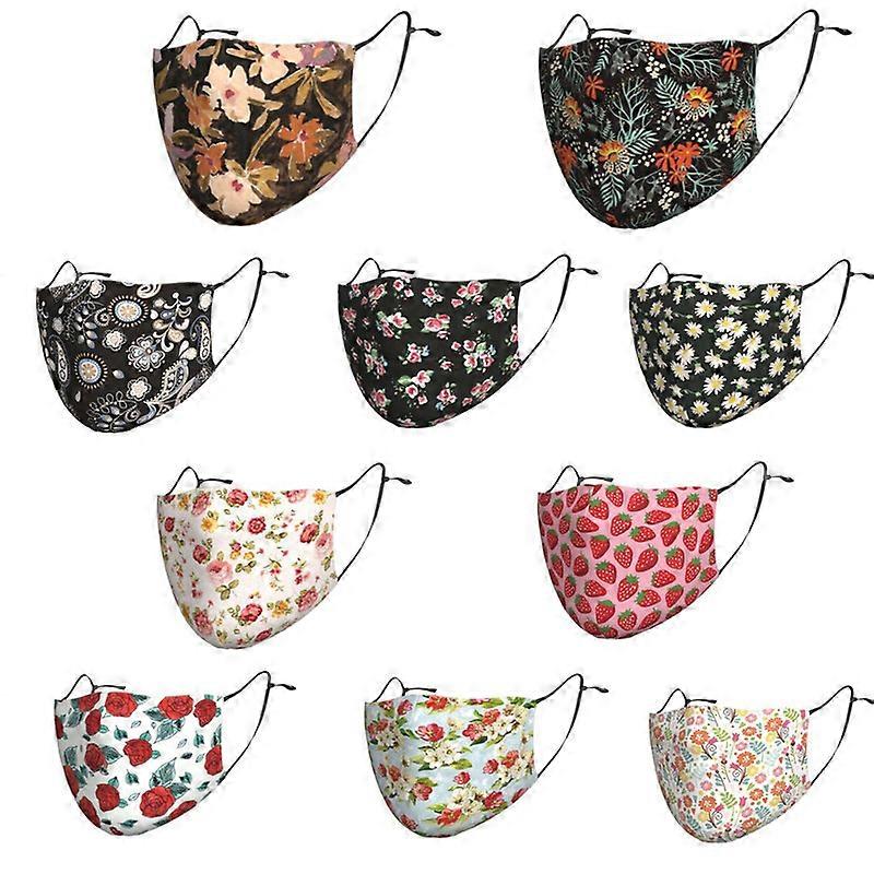 EVAGO 10PCS Reusable and Washable Face Mask Wrapped Adjustable Face Mask Earloop for Adults