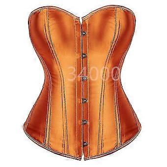 Korsett Top Bustier für Frauen Overbust Satin Sexy Schnürung Korselett Brokat Vintage Stil Korsett Plus Size Orange 808orange