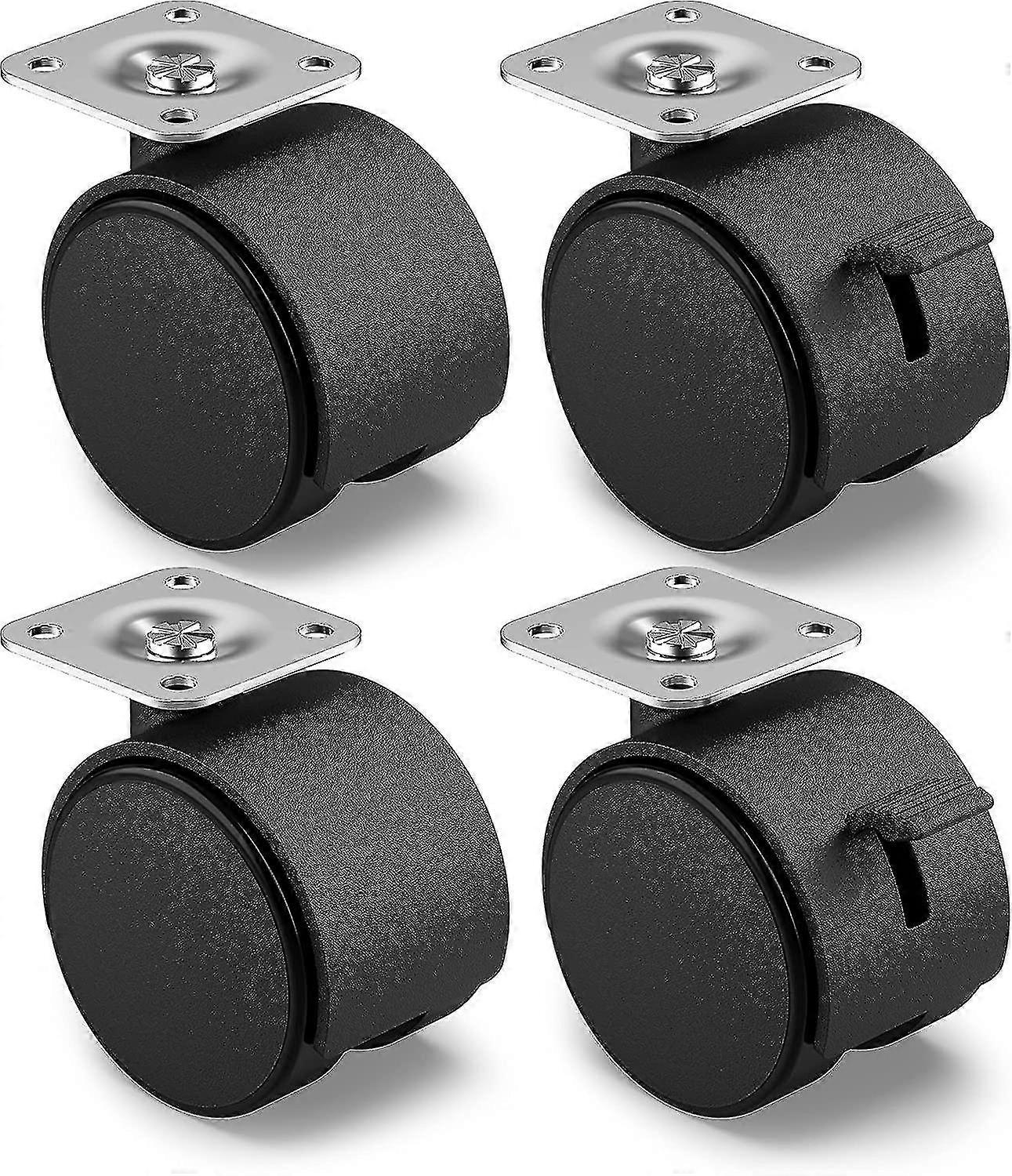 סט של 4 גלגלים רהיטים 40 מ"מ - גלגלים הובלה עם בלם עד 25 ק"ג לכל גלגל - גלגלים מסתובבים לריהוט פנים