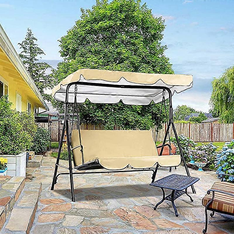 Outdoor Swing Cover for Beige Color, Oxford Cloth Swing Cover, Hammock Swing Glide Cover Garden Furniture Canopy All Weather Canopy Swing Chair Protec