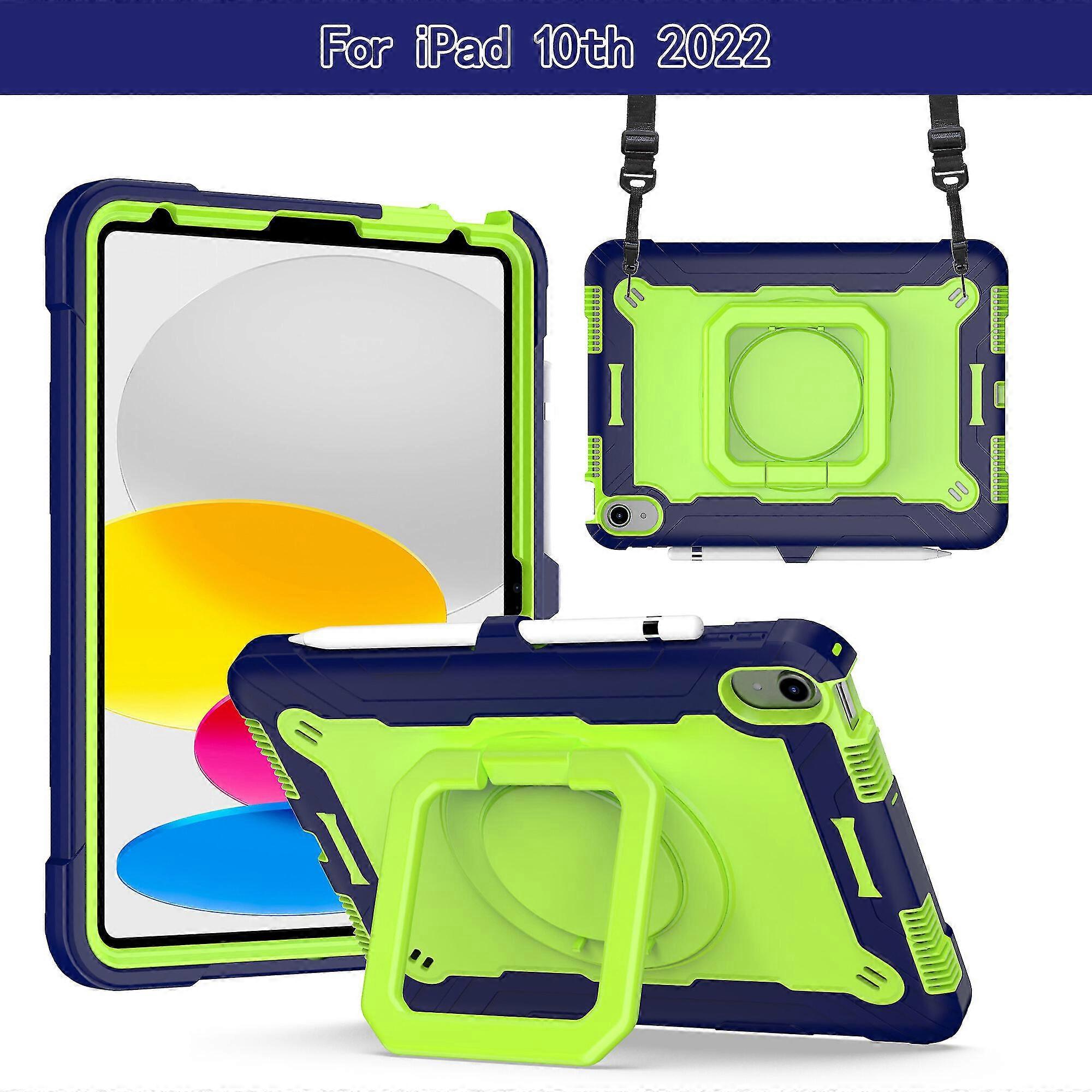 New Shockproof Case For Ipad 10.9 Inch 2022 With Shoulder Strap, Rotating Handle, Pen Holder, Button Available