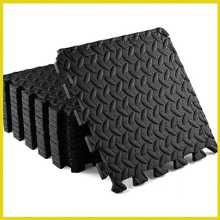 床保護マット、スイミングプールマット、黒葉パターンフォームマット30 * 30cm、EVAマット、12個