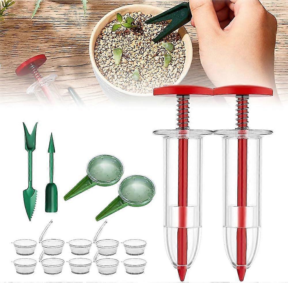 Mini Seed Spreader Sowing Seed Dispenser Set,Seed Planter Tool Manual Seedling Tray Seeder, Small Seed Spreader Handheld Garden Seed Planter for Tiny