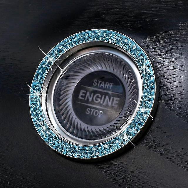One Car Key Start Button Decoration Ring Diamond Rhinestone Circle Engine One Click Start Stop Switch Ring Interior Parts SUV