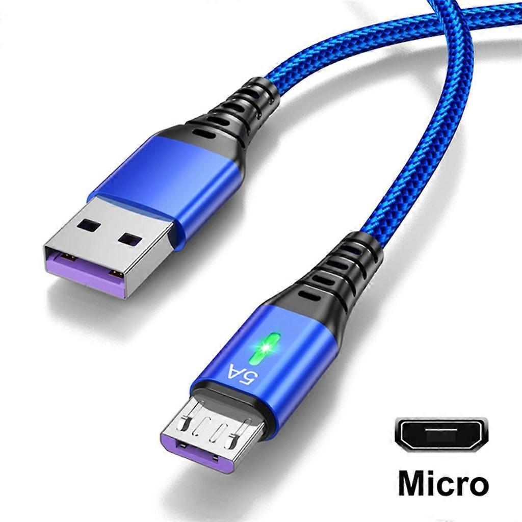 5A USB MicroUSB Szybkie ładowanie telefonu Przewód USB do zielonego oświetlenia LED