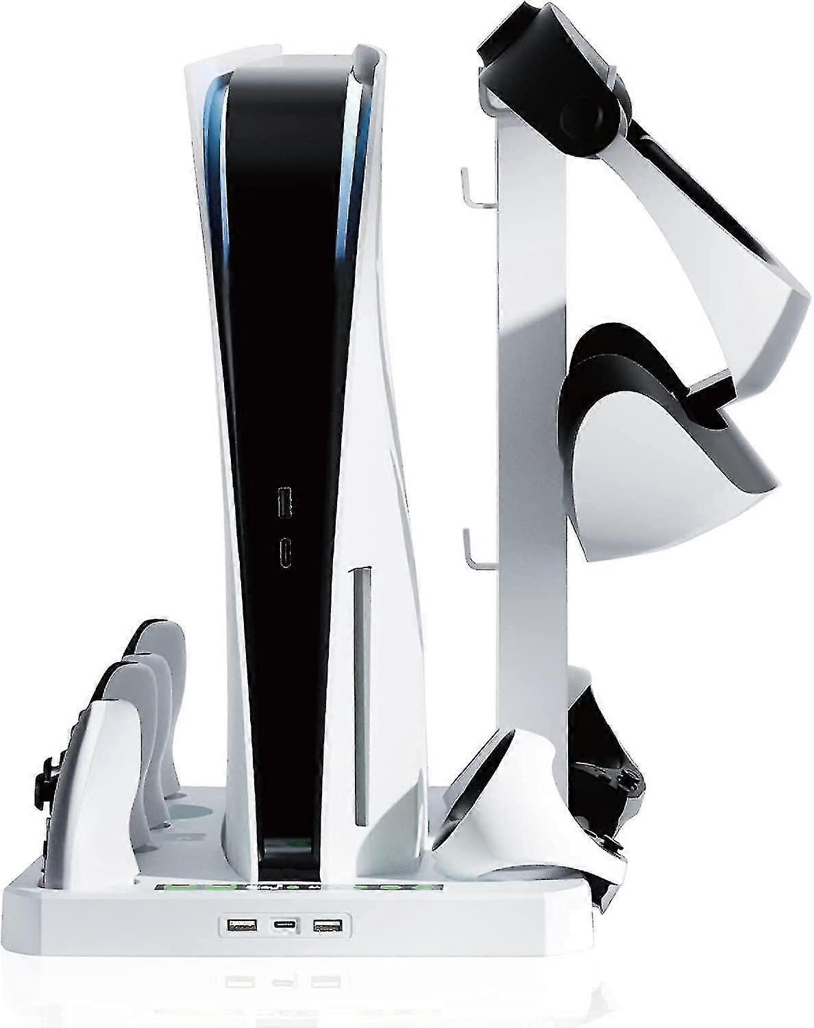 PS5 Tilbehør Stativ Kølestation - PSVR2 Controller Ladestation - VR2 Briller Headsetholder - Til PS5 Disk, Digital Editions