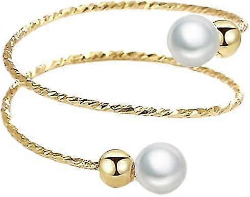 Shell Pearl Adjustable Open Wrap Ring  Plated Stacking Statement Wedding Finger Rings