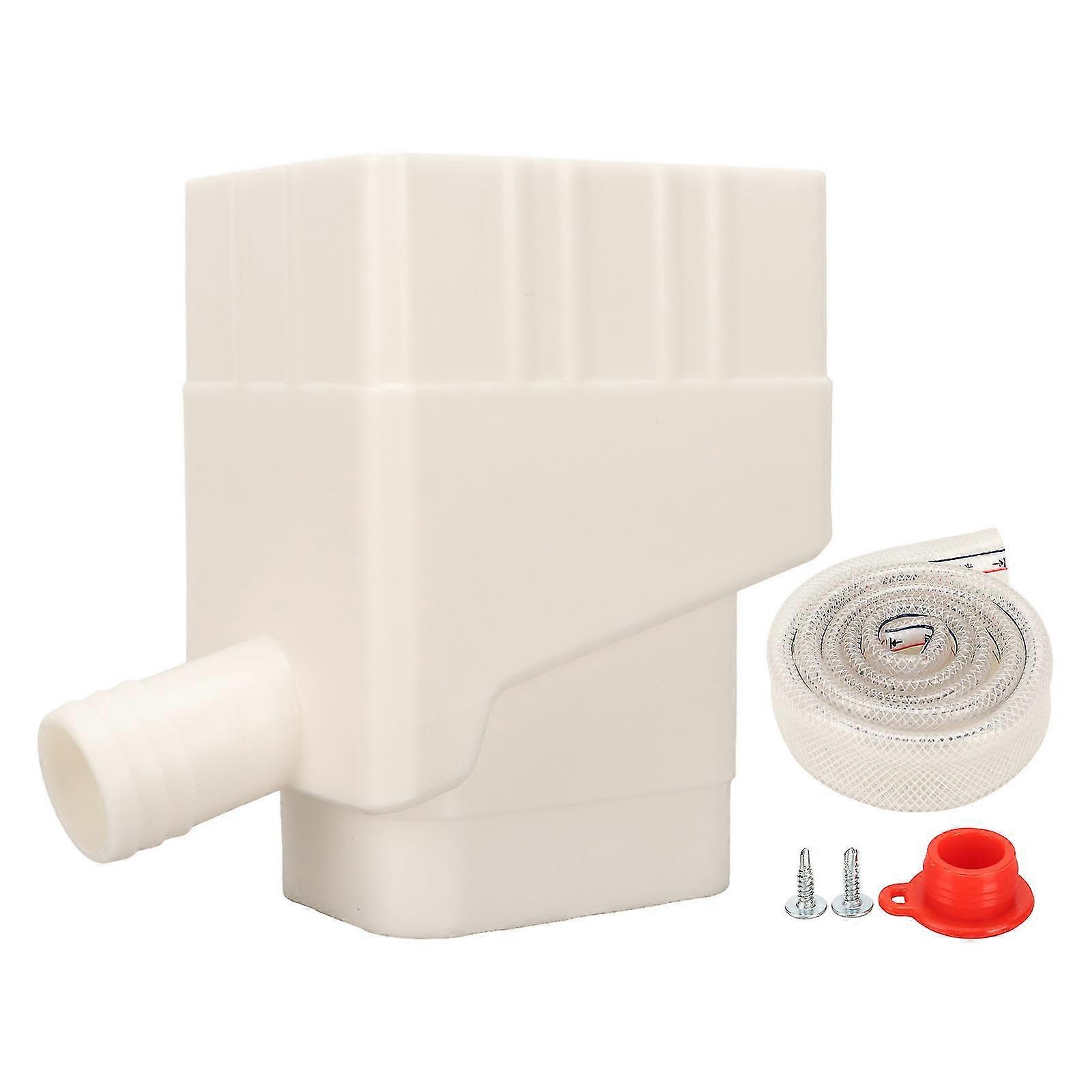 Standard Downspout Water Diverter Connector System with 40 Inch Hose for Rainwater Collection in Lawn and Garden - White
