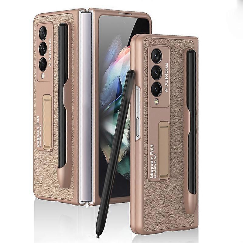 GKK PC + PU Case with Holder For Samsung Galaxy Z Fold3 5G