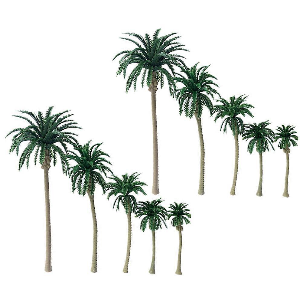 10PCS / Set Simulare Coconut Tree Model Plastic Mini Palm Tree Scenery DIY Layout Props Microlandscape Decor Ecological Sand Table Model Figurine (Gre