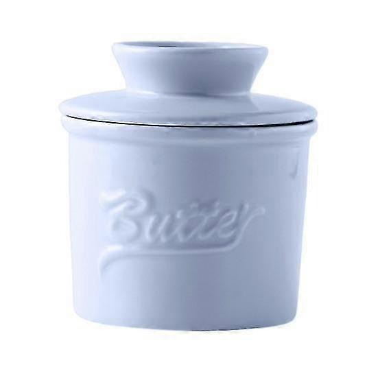 Ceramics Butter Crock with Lid French Butter Dish Keeper Counter Spreadable Soft Butter Container Storage Jar with Water Line Kitchen Supplies-Good