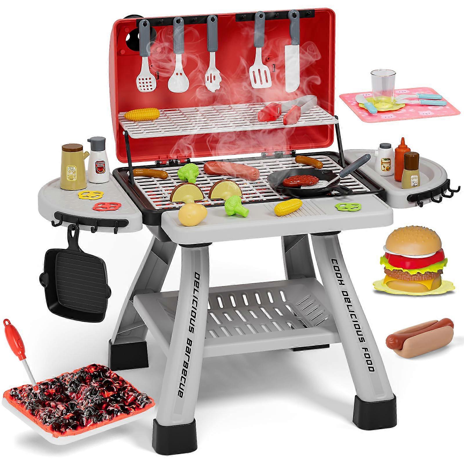 Παιδικό Παιχνίδι Σετ κουζίνας BBQ Grill Playset Με Καπνό Ήχος Φως Προσποιούνται Φαγητό Μπάρμπεκιου Μαγειρικό Παιχνίδι Κορίτσια Αγόρια,50% Προσφορά