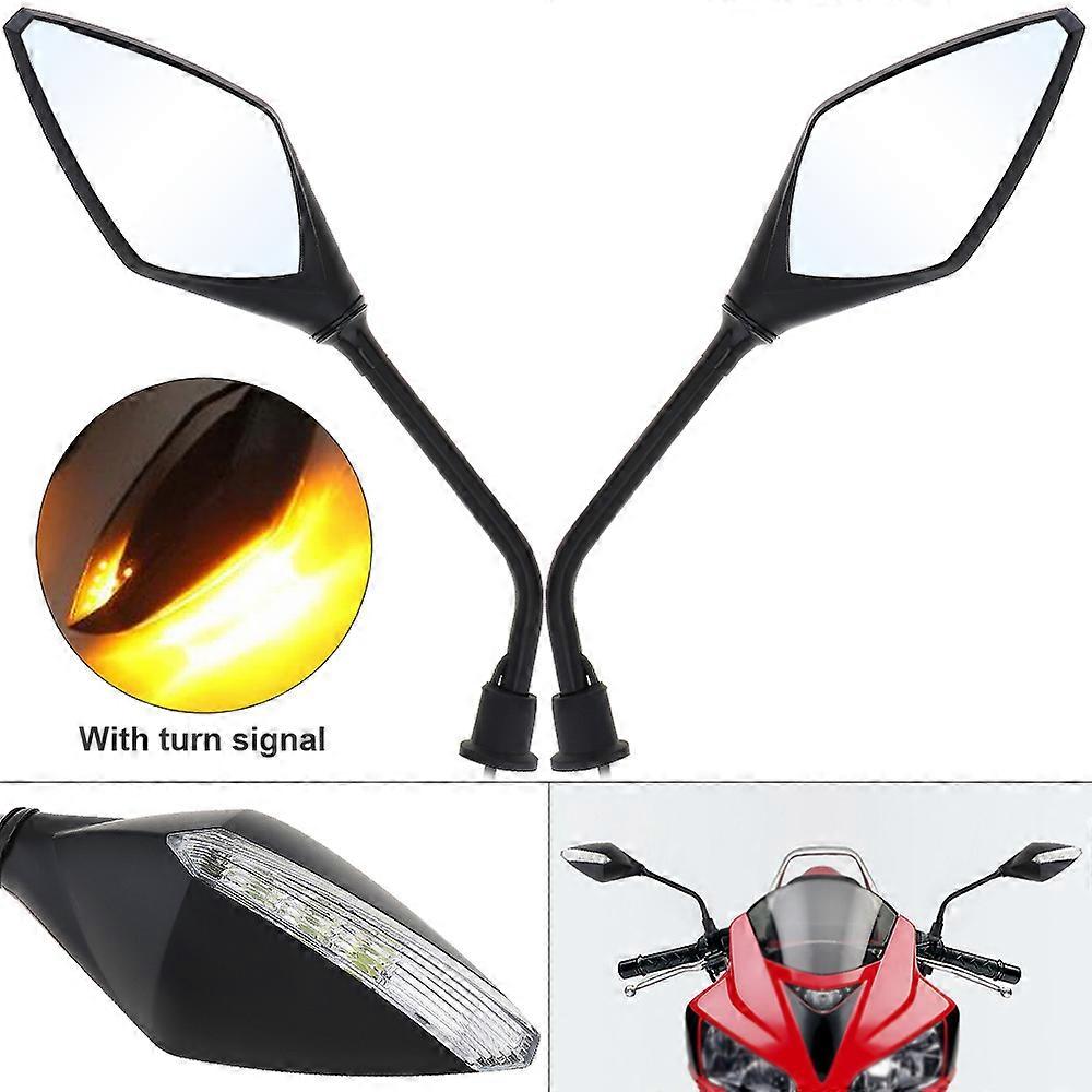 2Pcs/Pair Motorcycle Mirror Scooter E-Bike Rearview Mirrors LED Turn Signals Amer Light Electrombile Back Side Convex Mirror