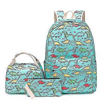 KINZON 3 pçs / set Mochila Escolar Nylon Daypack Mochila Mochila Lancheira Bolsa Lápis Caso