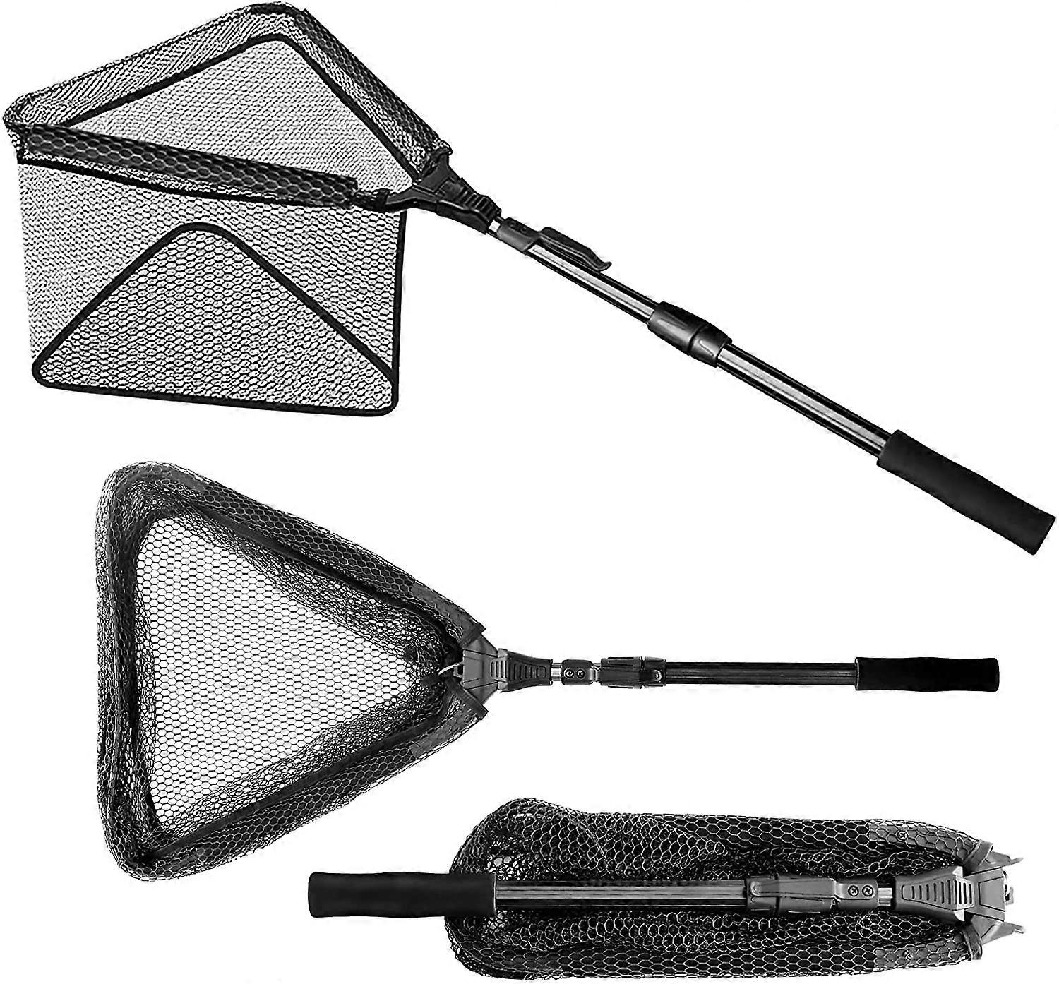 Large Floating Landing Net for Freshwater & Saltwater Fishing Deep Rubberized Mesh Pocket and Telescopic Pole Collapsible and Foldable