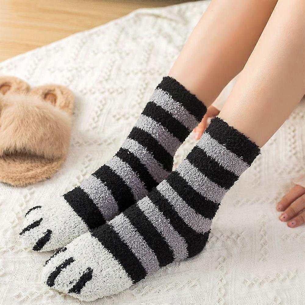 Womens Funny Fluffy Cat Paw Soft Bed Slipper Sock Warm Ankle Socks