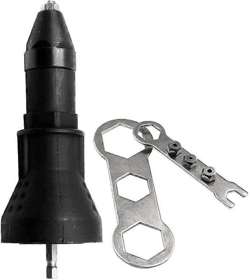 Electric Riveter Gun - Drill and Riveting Tool Kit - Adapter Accessory, Black