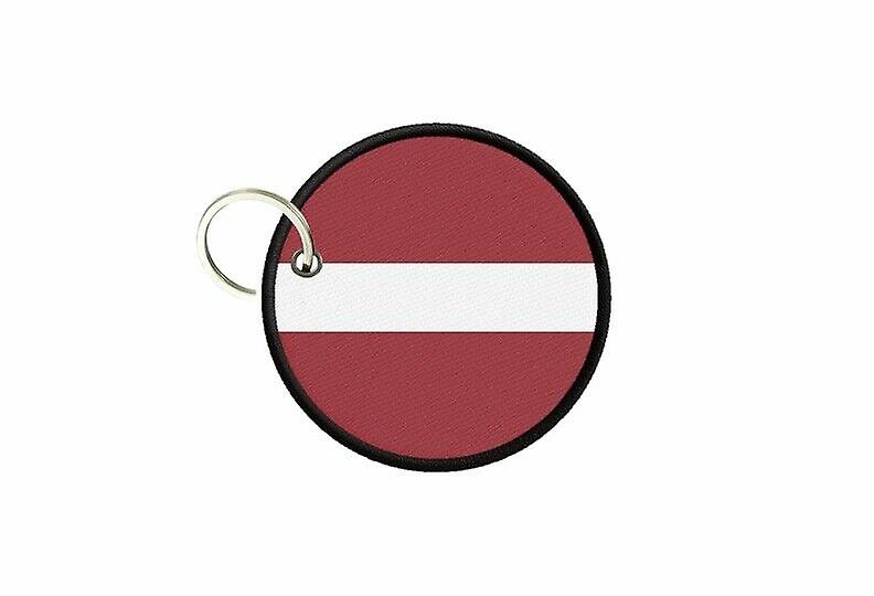 Keychain keys Latvian flag printed round round roundcard