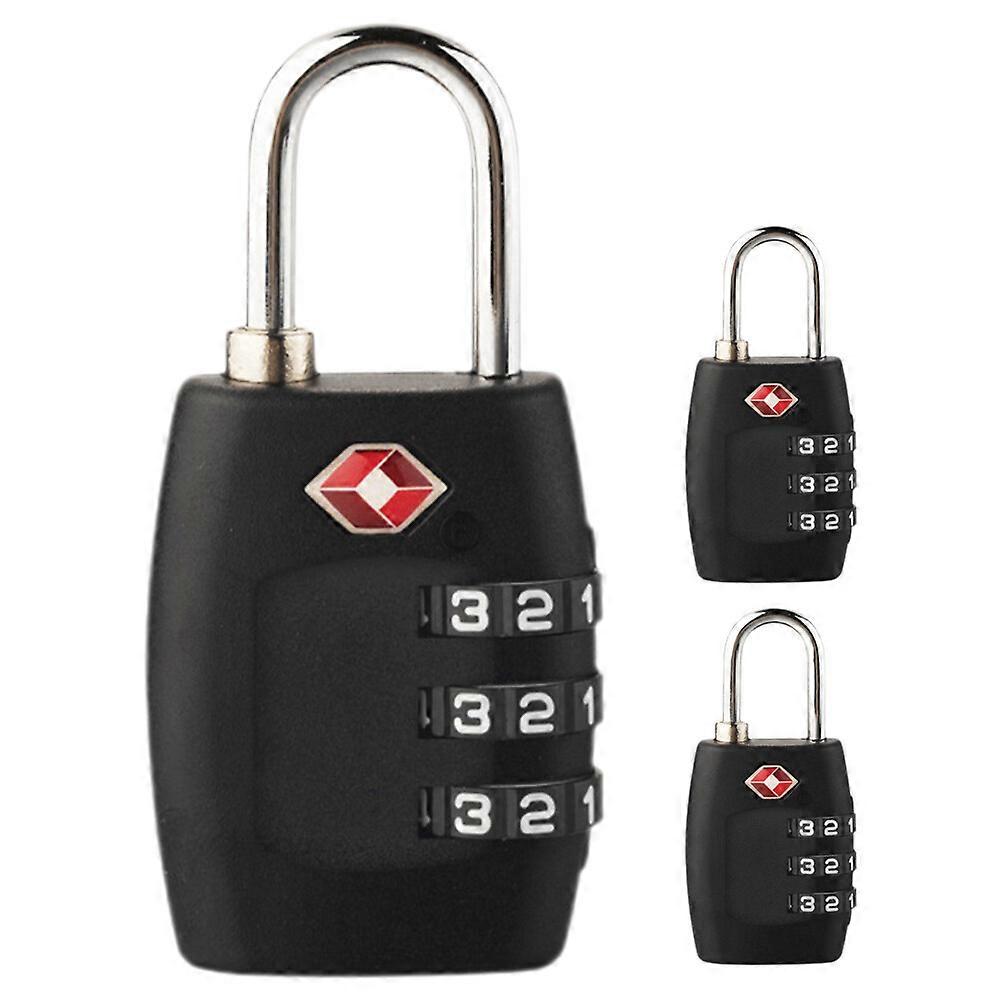 3pcs Koffer-Kombinationsschlösser 3-stellige Kombinations-Vorhängeschlösser Reisekoffer-Schlösser Schwarz 6.1X3.1cm