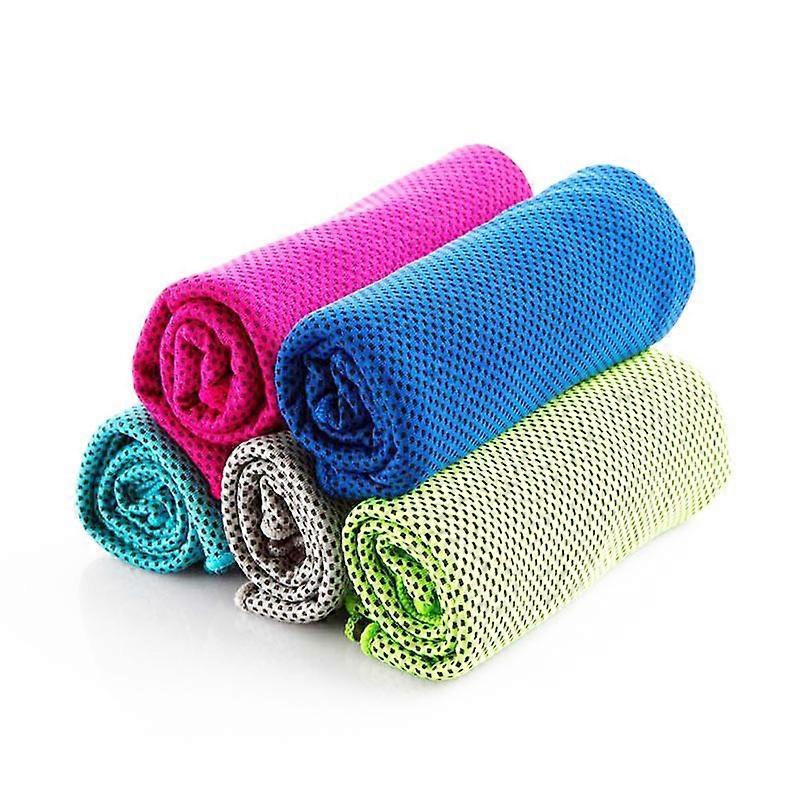 منشفة تبريد منشفة ثلج ، منشفة تبريد من الألياف الدقيقة لليوغا ، اللياقة البدنية (5 قطع - أزرق / أخضر / وردي / رمادي)