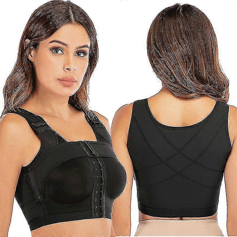 Womens Front Closure Bra Post-surgery Posture Corrector Shaper Tops With Breast Support Band