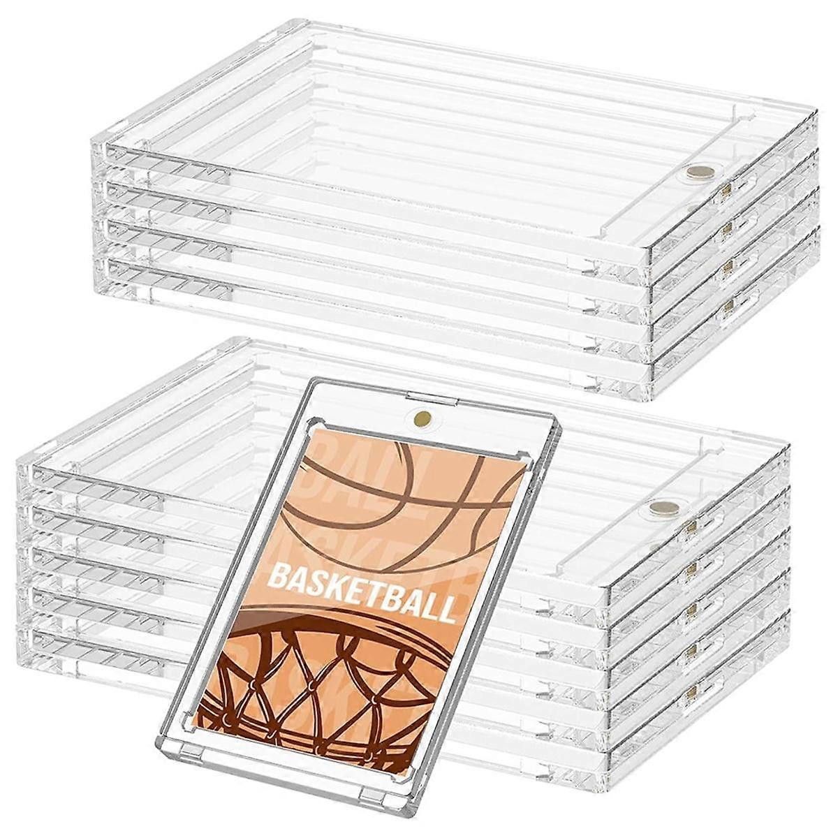 10 Pcs 130 Pt Acrylic MagneticCard Holders 4.33x2.87 Inch Card Holder Clear Card for Sports Baseball Storing Displaying