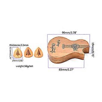 Gitarrenplektrenhalter Aus Holz – In Gitarrenform, Mit 3 Plektren, Aufbewahrungsbox Für Zubehör