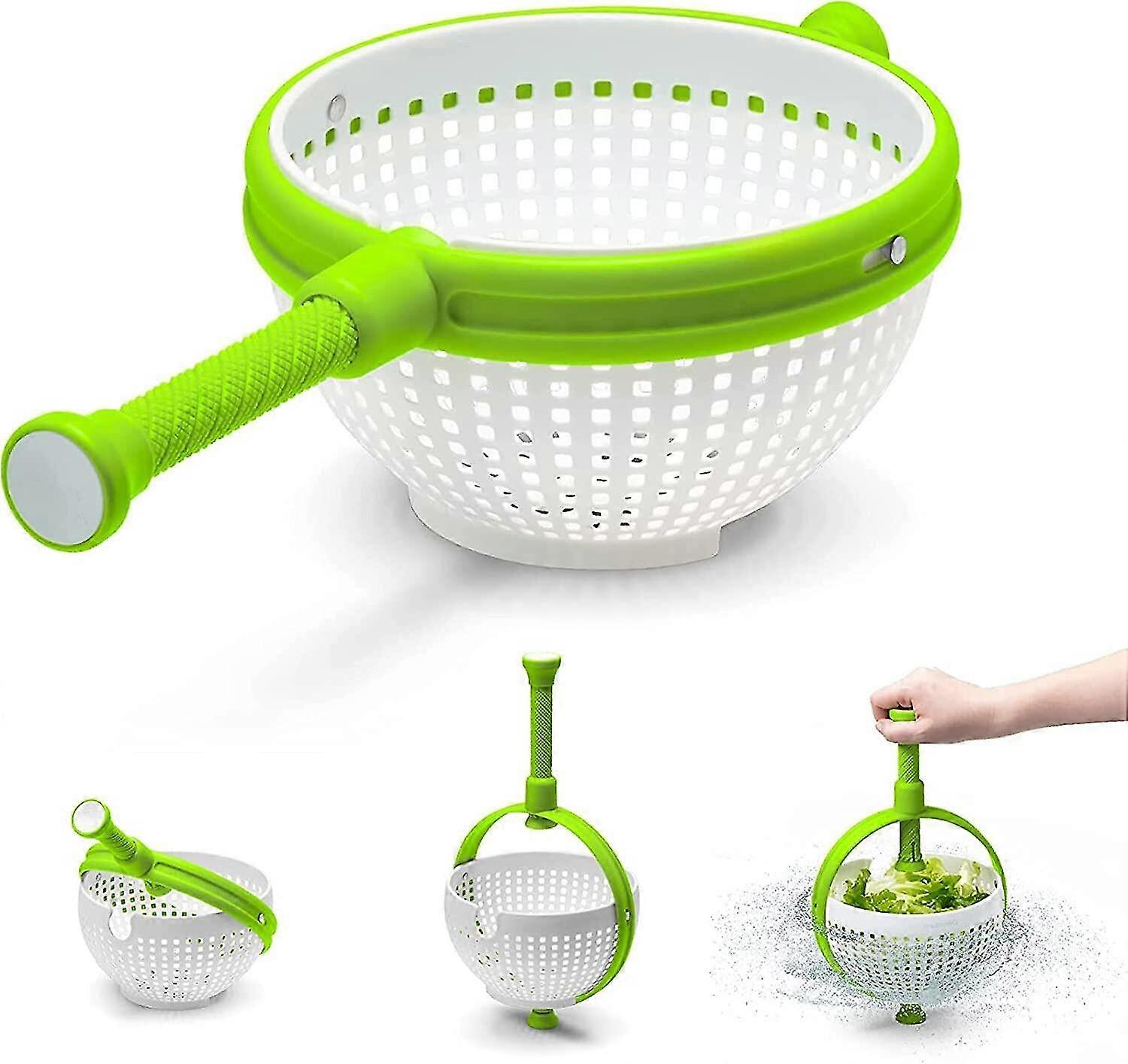 Salad Spinner Easy-to-use Spinning Colander Non-scratch, Nylon Fruit Salad Rotator Vegetable Rotating Drain Basket With Collapsible Handle Hot