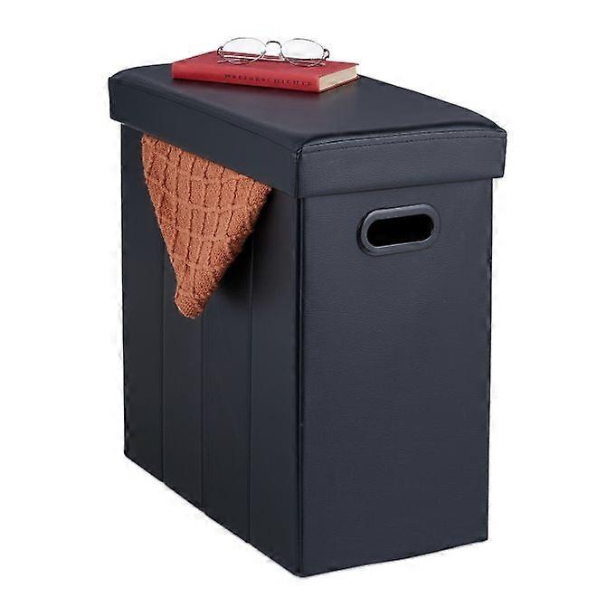 Ottomane aus schwarzem Kunstleder