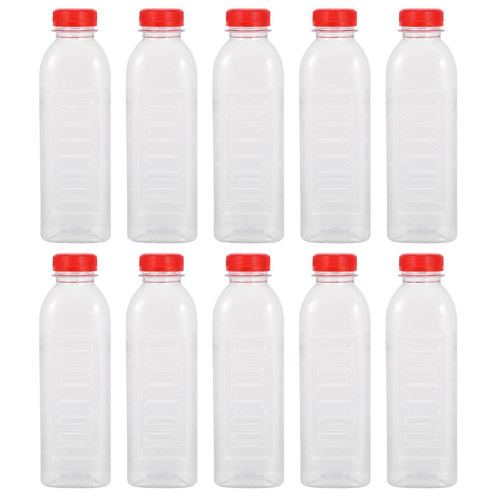 10Pcs 500ml Disposable Plastic Empty Bottles Transparent Bottles with Scale