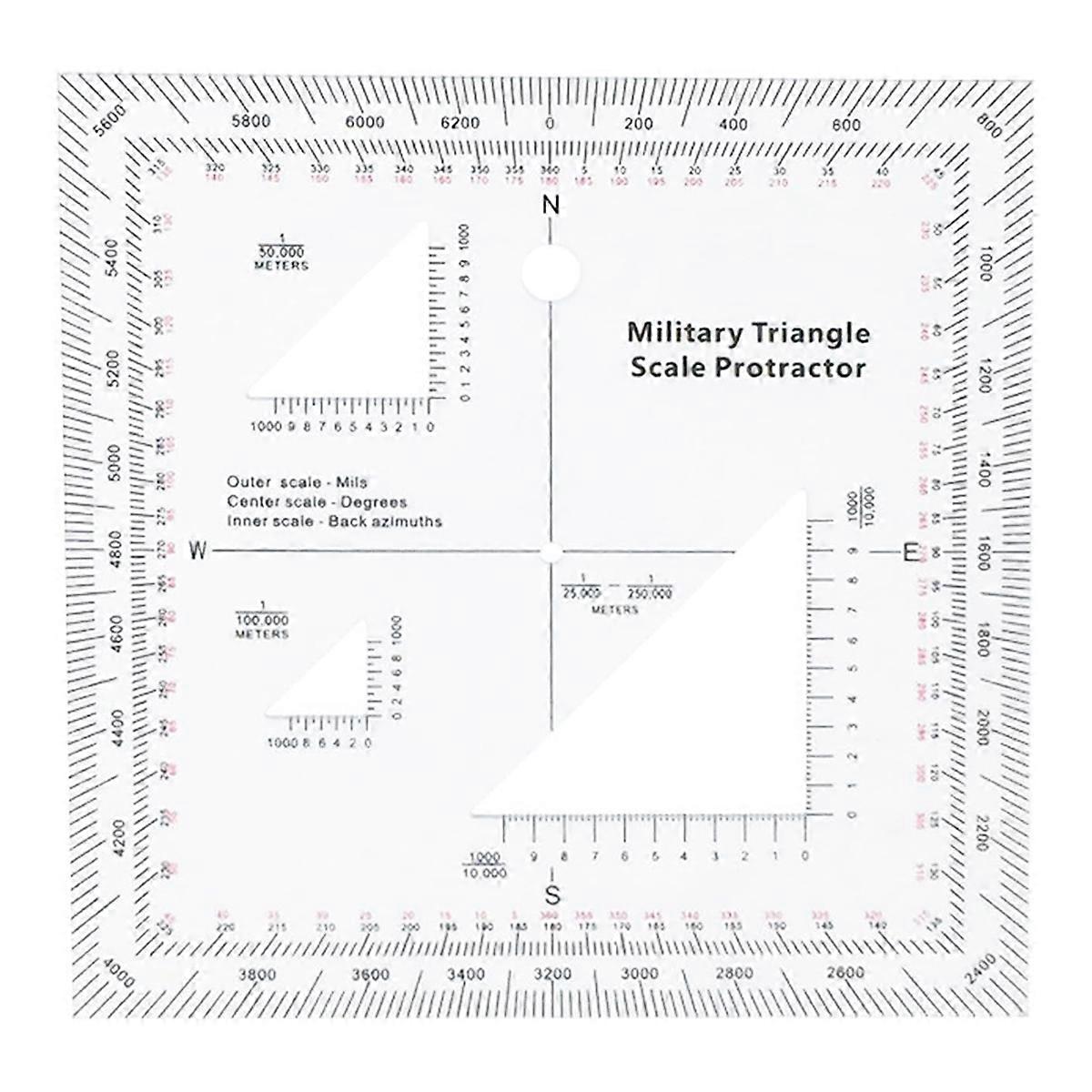 Coordinate Scale Practical Transparent Topographical Map Scale Navigation Protractor