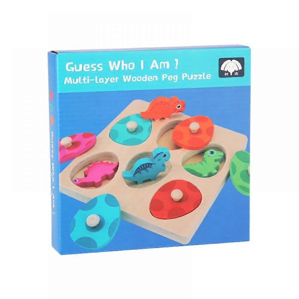 Wood 3D Three-Dimensional Dinosaur Egg Multi-Layer Puzzle For Children'S Early Education Puzzle Cartoon Animal Toys