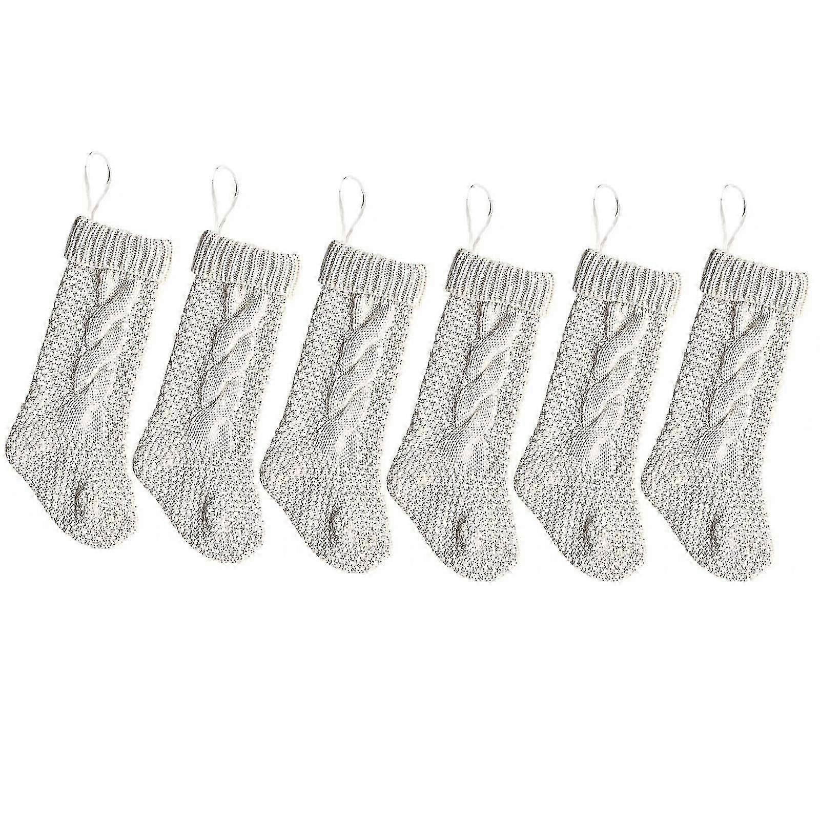 6 Pack Knit Christmas Stocking Rustic Personalized Stocking Decorations