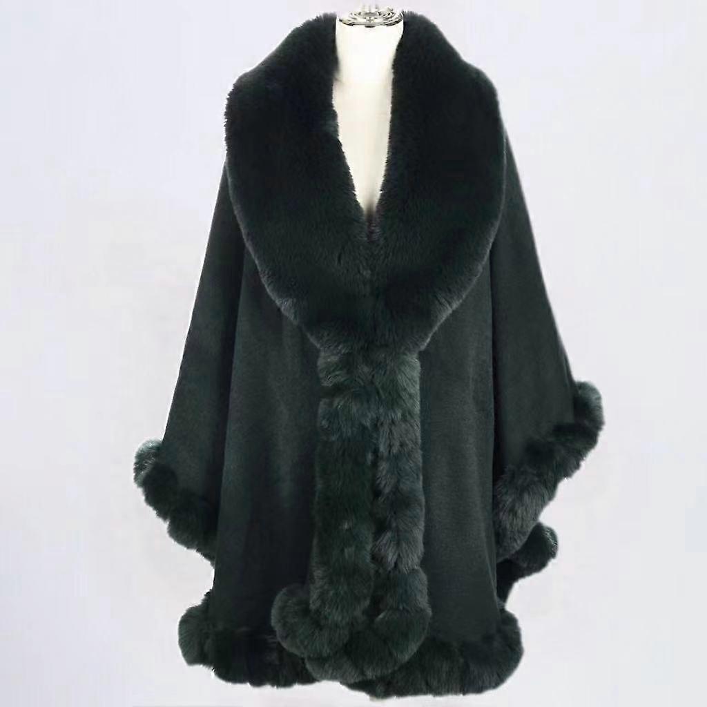 Elegant V Lapel Faux Rex Rabbit Fur Coat Cape Winter Women Big Long Shawl Full Trim Fur Knit Cloak Overcoat large size Parka