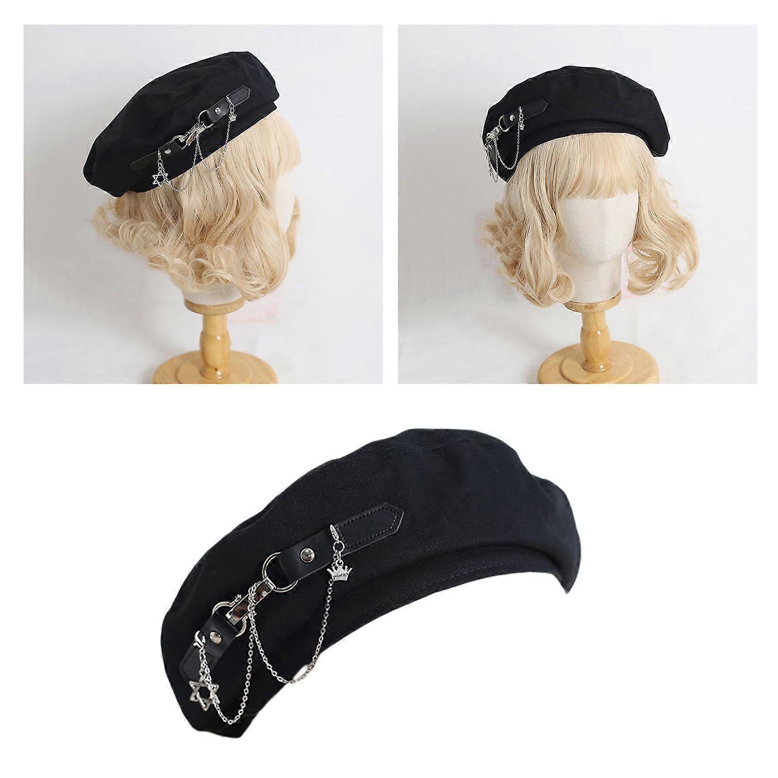 5863 Girls Cute Beret Subculture Hat Chain Tassels Painter Hat Gift For New French Beret Hats for Women Painter main image 4