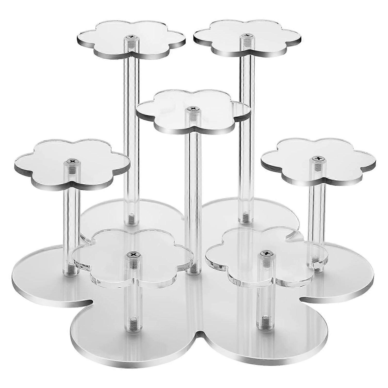 Acrilico 7 strati scala piccola bambola gioielli anelli espositore fiore piccolo cupcake staffa dessert torta espositore colore trasparente