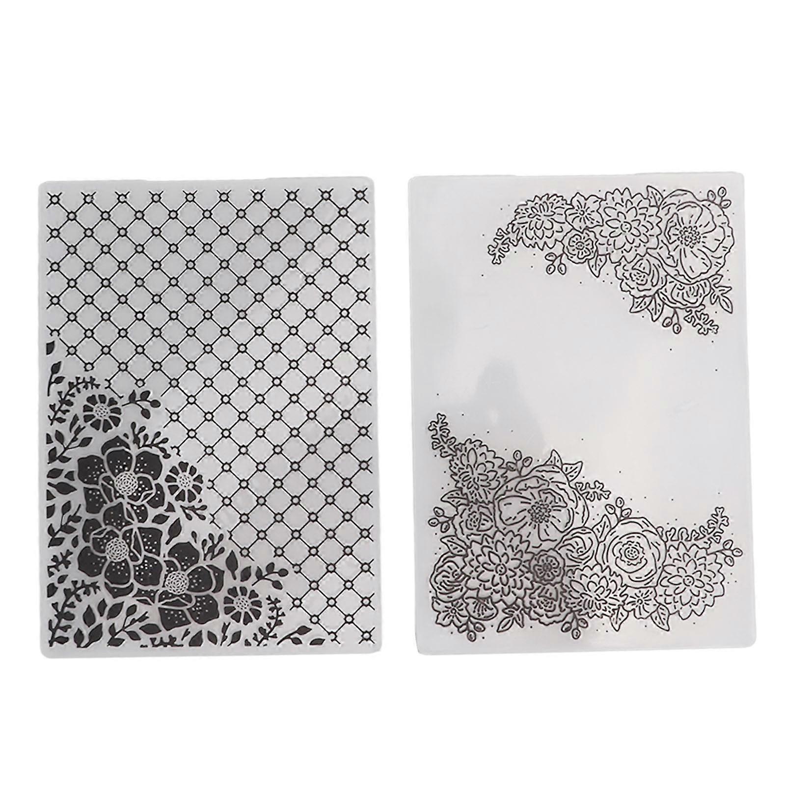 2Pcs Plastic Embossing Folder DIY Craft Template Molds for Cards