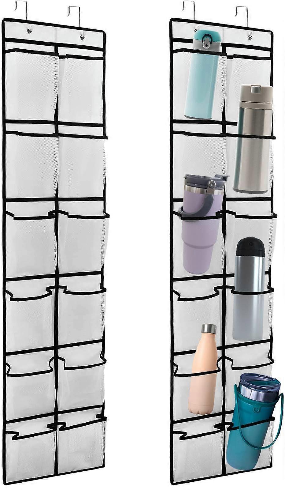 Water Bottle Organizer with 24 Holders for Door Storage, Gray Shelf for Various Sizes and Styles