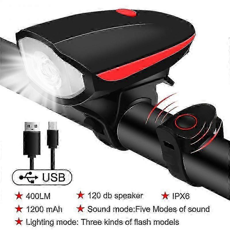 Front and Rear Bicycle Light with Horn for MTB Bicycles