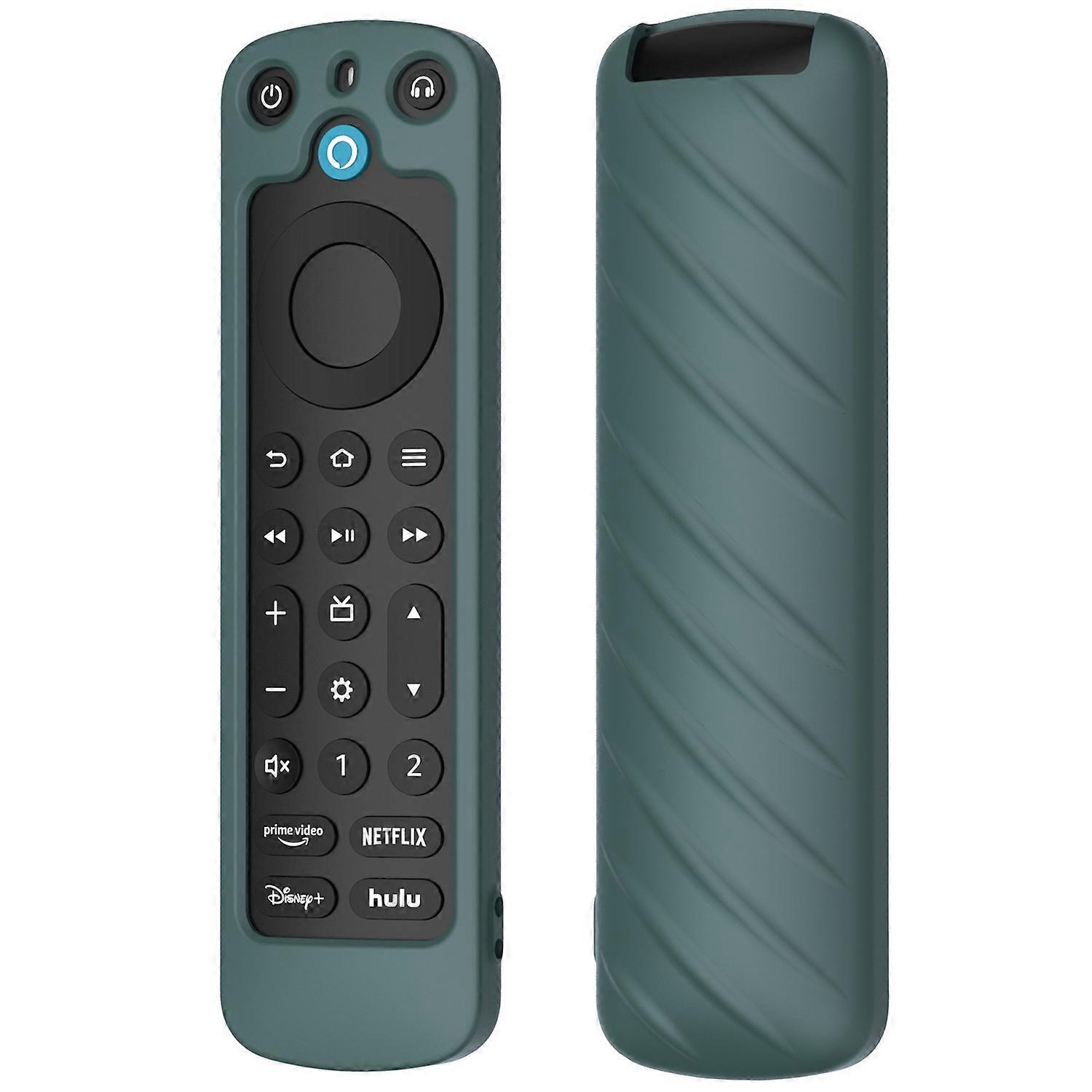 For Amazon Alexa Voice Remote Pro Liquid Silicone Case Remote Controller Protective Cover-Dark Green