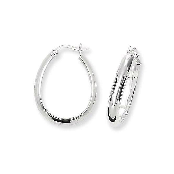 Acotis Silver Hoop Earrings Oval G5566