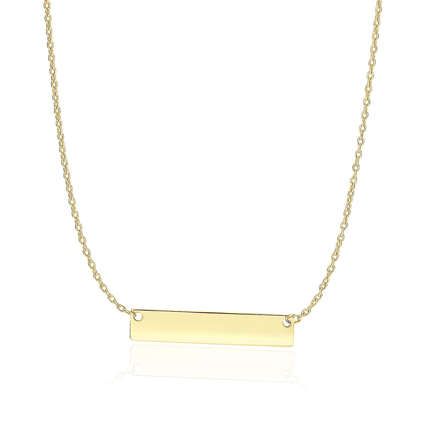 14k Yellow Gold Smooth Flat Horizontal Bar Style Necklace