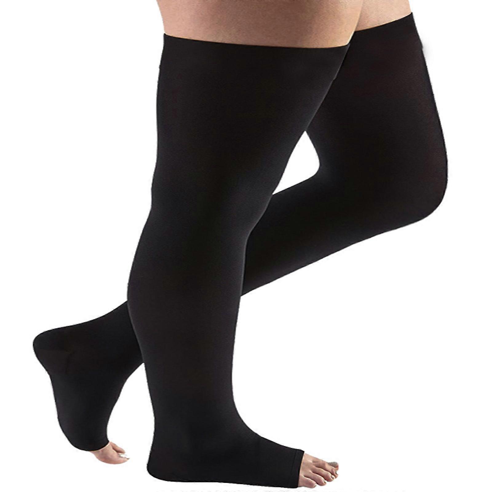 Open Toe Compression Socks Toeless Compression Socks Thigh High Graduated Compression Stockings for Running Fitness  Black 7xl