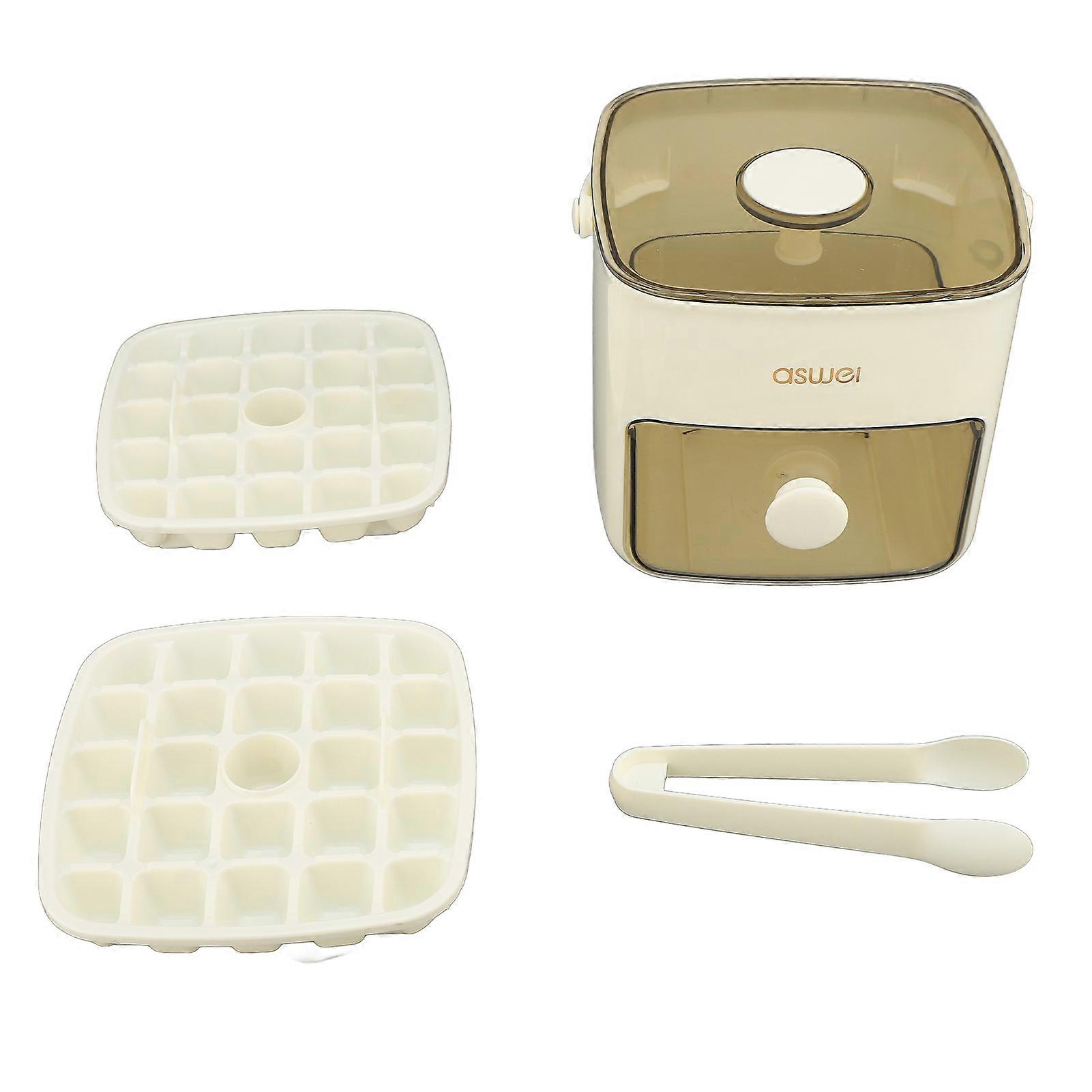 Large Capacity Ice Cube Tray with Lid, Easy Release Press Mold for Freezer, One Button Ice Bin Maker