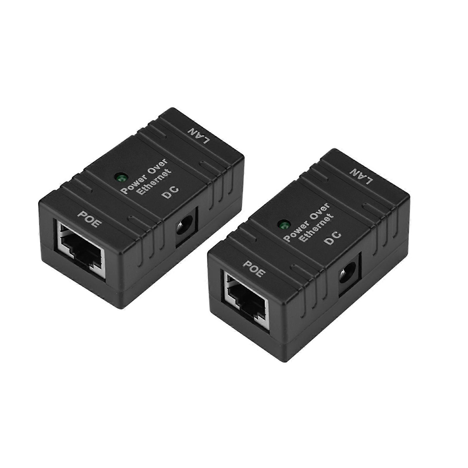 2PCS RJ45 POE Power Supply Module POE Injector Ethernet Adapter for Network IP Camera Black