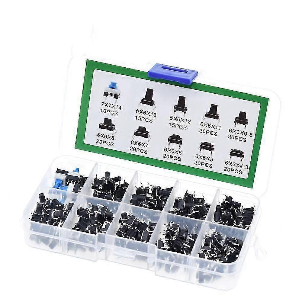180Pcs 10 Type Light Micro-Press Switch Set Push Button Switch Kit Assortment Set Accessories 6X6 K