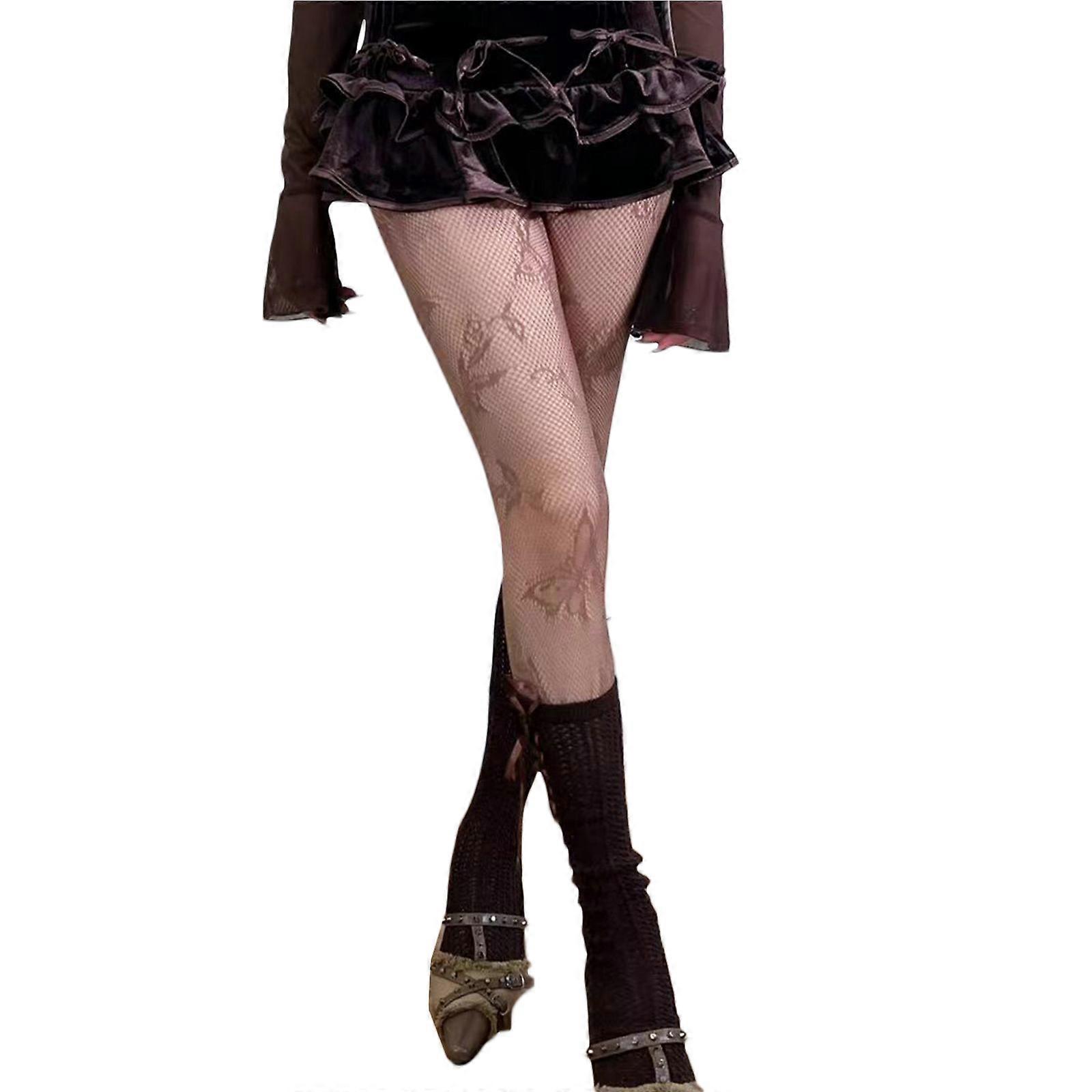 Femei Sexy Modelat Colanți Fluture Gol Ciorapi Ciorapi Modelat Colanți Net Chiloți pentru Petrecere întunecat visiniu